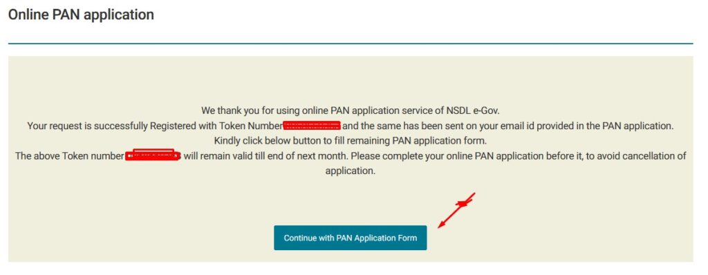 continue with pan application form