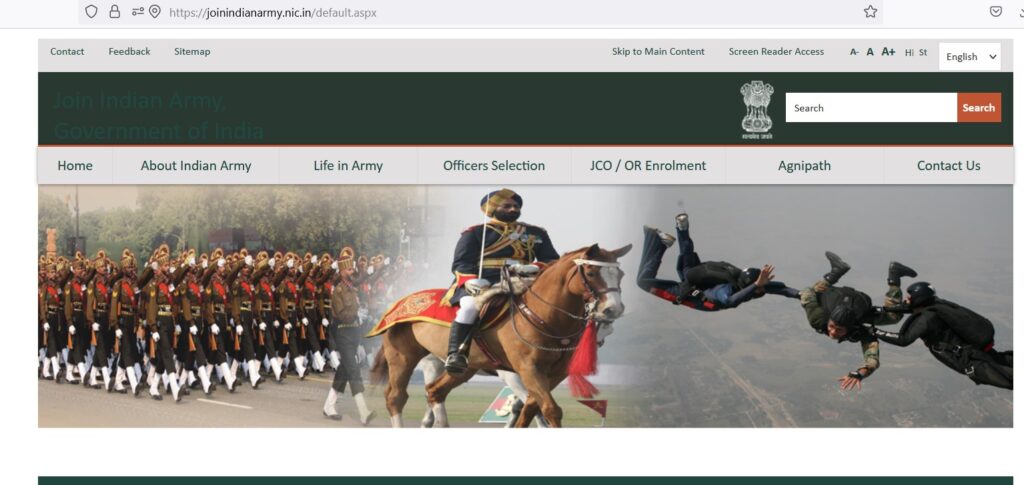 join indian army website nst web creation